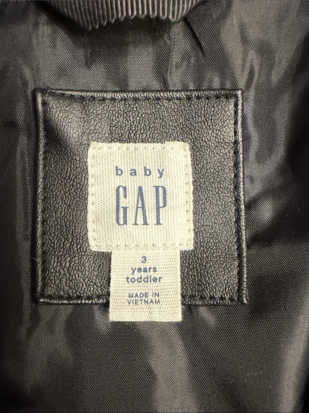 Baby Gap Girls 3T Black Faux Leather Moto Biker Jacket Zip Pockets